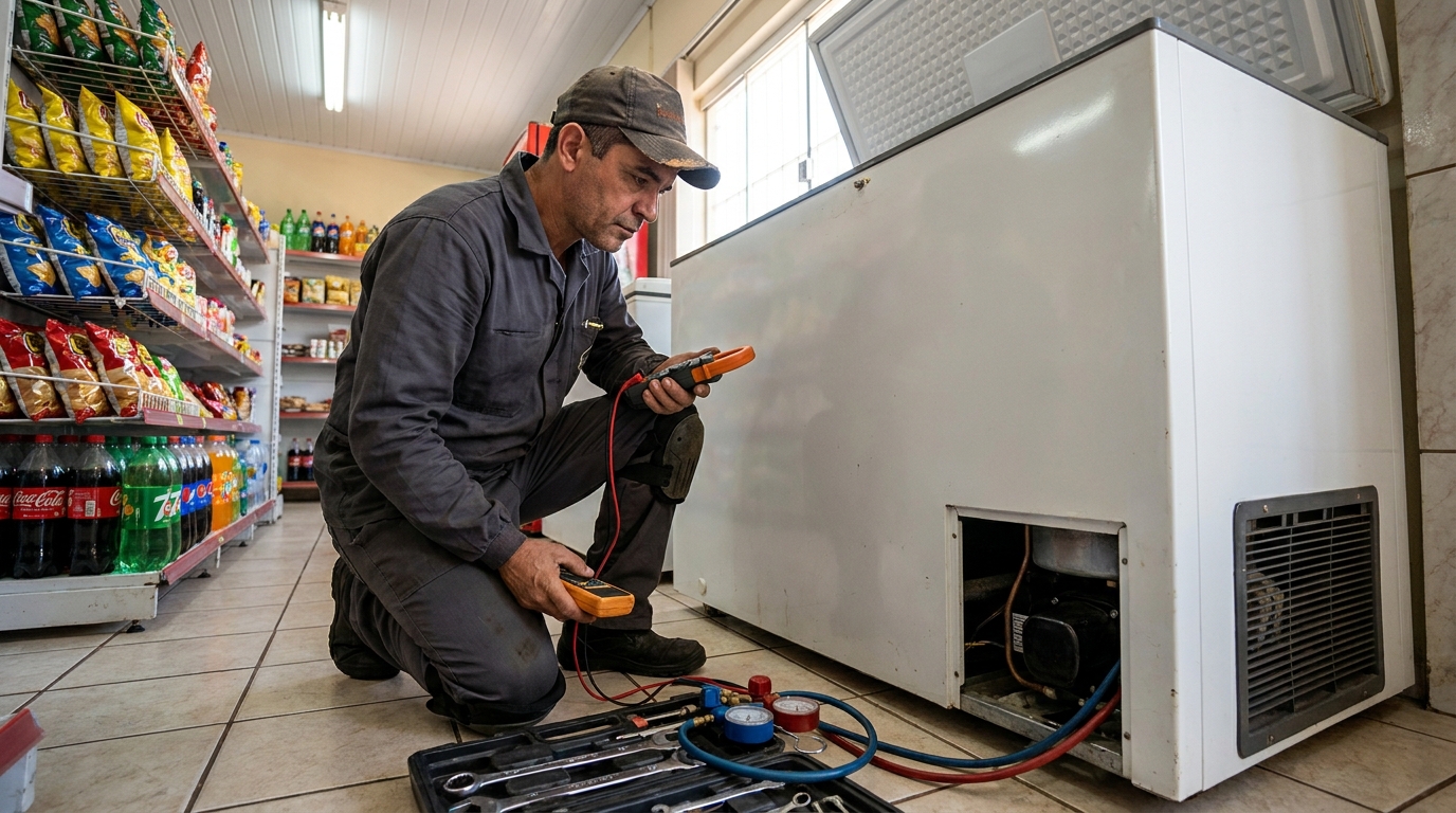 Reparo na placa eletrônica do freezer em Limeira‑SP